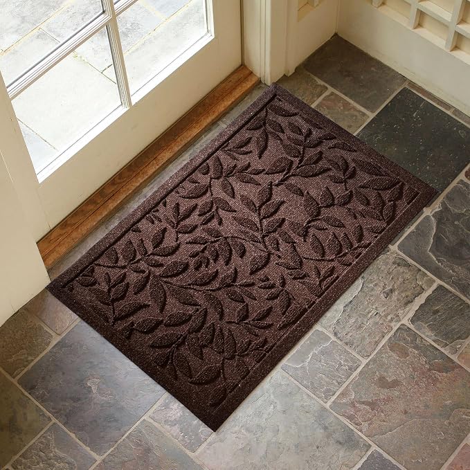 Coffee Brown Leaves Fall Outdoor Indoor Entrance Doormats, Absorbent Durable - Image 3