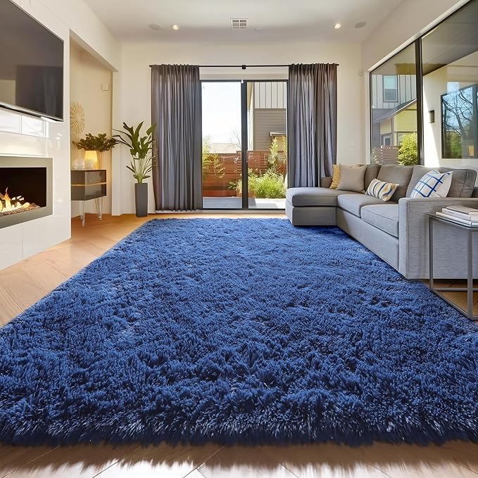 Amdrebio Navy Blue Large Area Rug 8x10 by Amdrebio