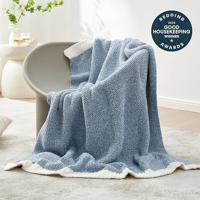 Snuggle Sac Queen Size Bed Blanket Heather Blue, Reversible Super Soft - Image 3