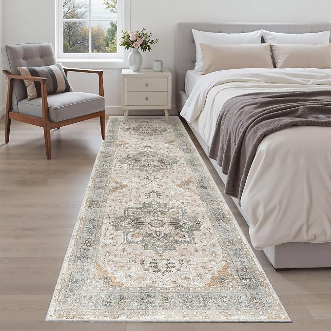 Madane Runner Rug 2'6''x8' Kitchen Runner, Hallway Runner Printed Vintage Rug - Image 3
