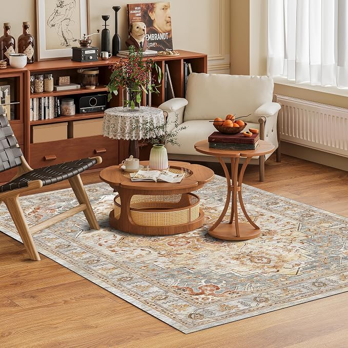 Washable Area Rug 8' x 10' Vintage Traditional Persian Mat - Image 2