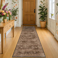 Brown Boho Washable 2x6 Runner Rugs by HazoHaus