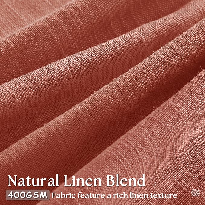 Extra Long Terracotta Pleated Linen Curtains 120 Inches Long Firebrick | Light - Image 3
