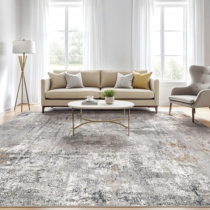 LOONGRUG 9x12 Area Rug Washable Large Neutral Modern Living Room Rugs | - Image 5
