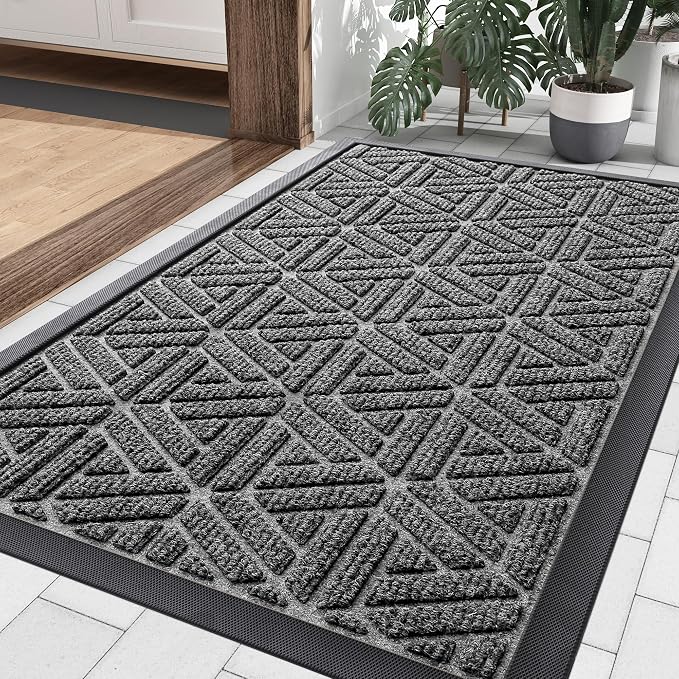 Smiry Front Door Mat Outside Entrance, Heavy Duty Sturdy Natural Rubber Doormat by Smiry