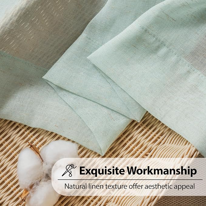FMFUNCTEX Linen Sheer Curtains for Bedroom, Sage Green Curtains 84 inches Long - Image 9