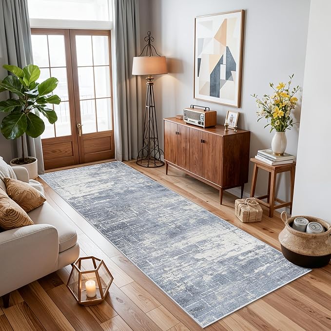 Hallway 2x8 Washable Runner Rug: Abstract Stain Resistant Kitchen Entryway Rugs - Image 4