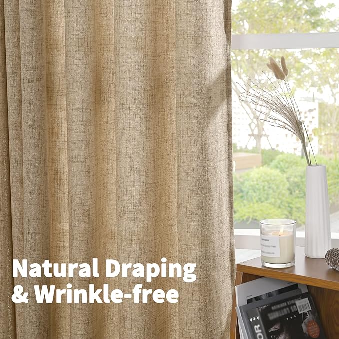 YoungsTex Short Linen Semi Sheer Curtains 45 Inch Length - Image 6