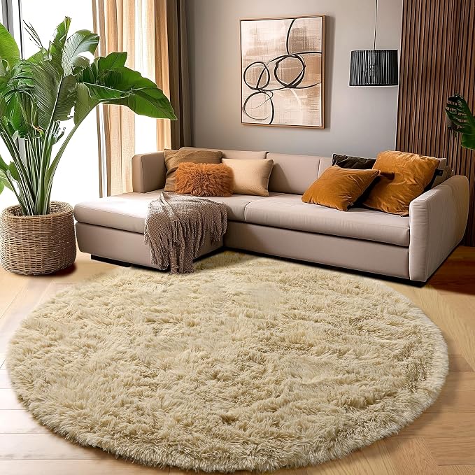 Amdrebio Beige Round Area Rug 4Ft - Image 5