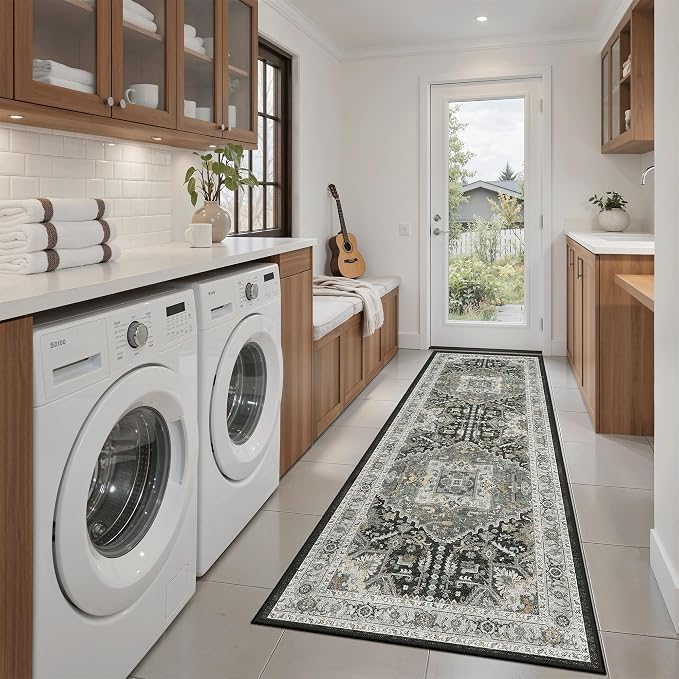 Madane Washable Kitchen Runner Rug 2x6, Ultra-Thin Non-Slip Hallway Runner by Madane