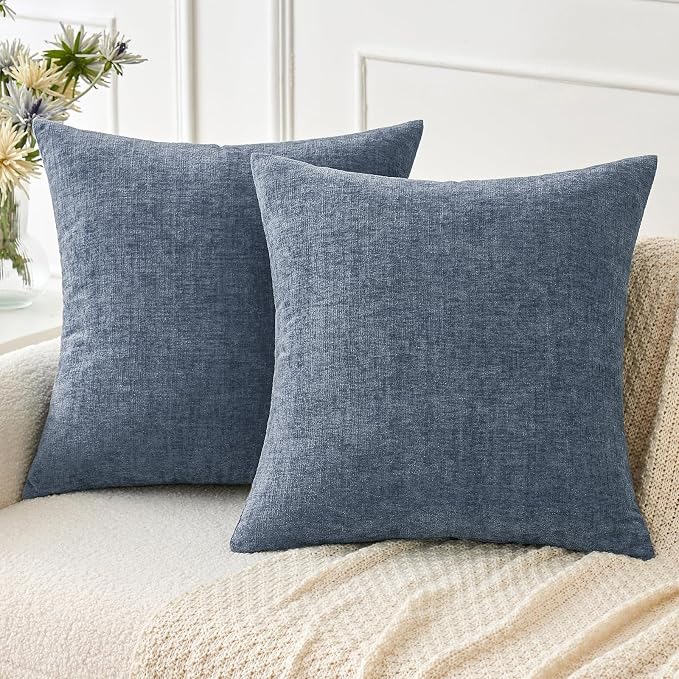 MIULEE Pack of 2 Couch Throw Pillow Covers 20x20 Inch Soft Dark Grey Blue by MIULEE