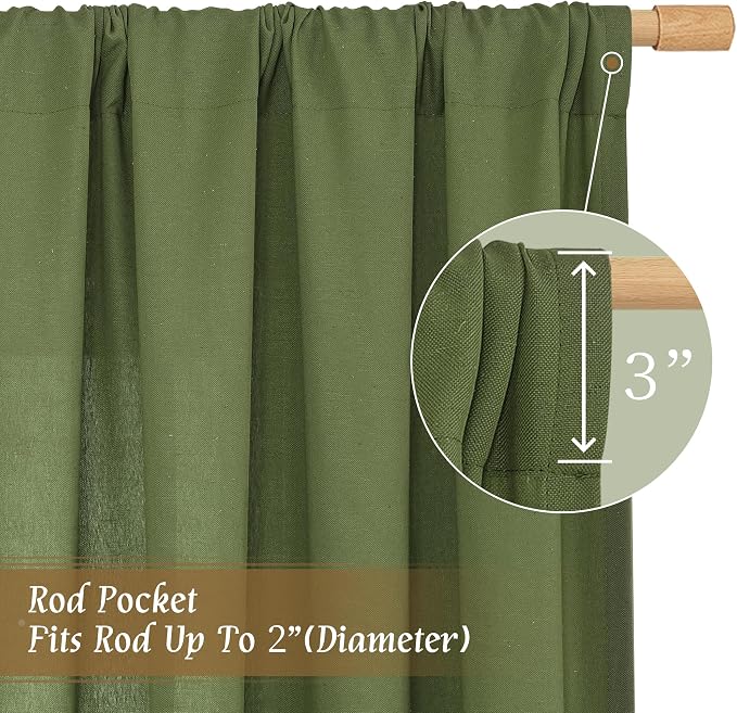 LAMIT Faux Linen Curtains 63 inches Long - Image 3