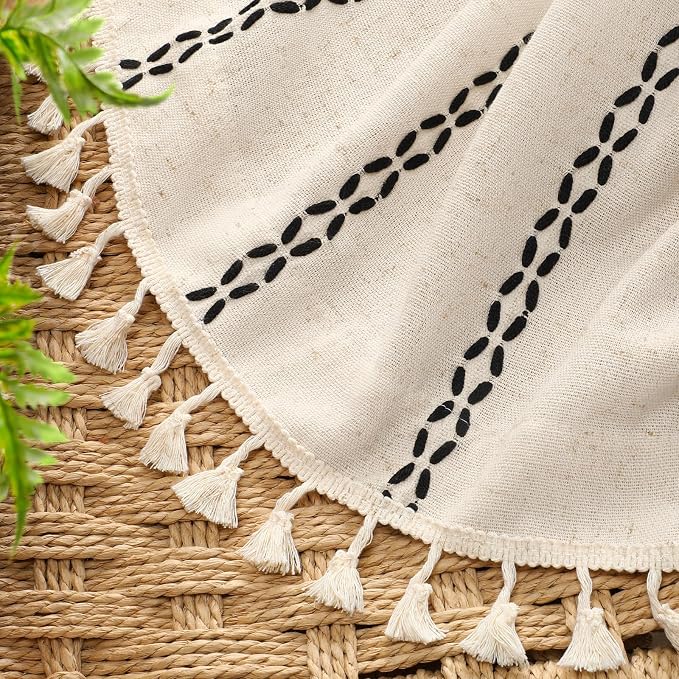Beige Boho Blackout Curtains 2 Panels 84 Inch - Image 3