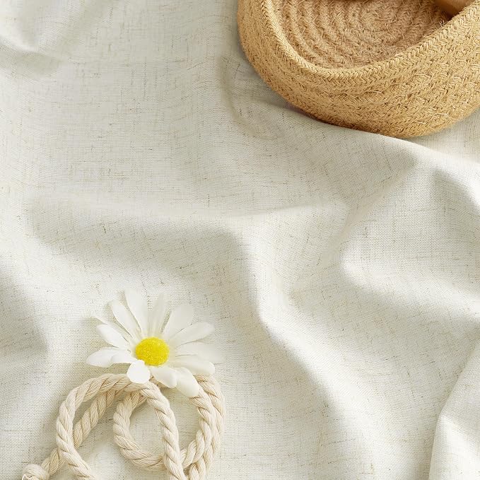 RYB HOME Cream Beige Linen 100% Blackout Curtains - Image 6