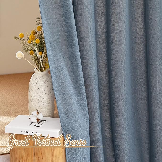 NICETOWN Linen Blend Stone Blue Curtains - Image 3