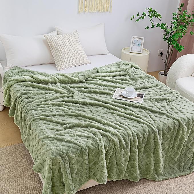 Aganear Fleece Throw Blanket for Couch Sofa 60"x80" Sage Green | Lightweight - Image 5