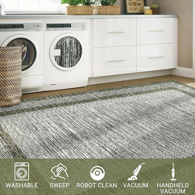 GarveeHome 2.5x8 Modern Bordered Runner Rug Soft Non Slip Washable Floor Carpet - Image 8
