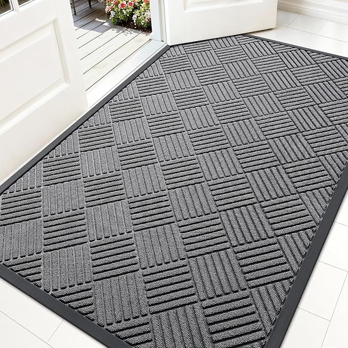 OLANLY Front Door Mat Outside Entrance 59x34, Heavy Duty Sturdy Natural Rubber by OLANLY
