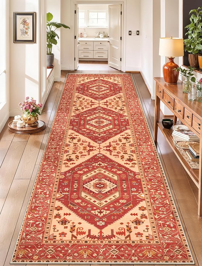 SERISSA Runner Rug for Hallways, Long Boho Rug Vintage Red Hallway Stair Ultra by SERISSAHomeDecorCollection