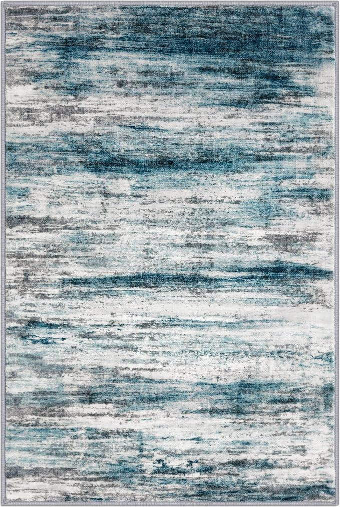 KOZYFLY Modern Abstract 3x5 Entryway Rug Non-Slip Washable Area Rug, Soft - Image 8