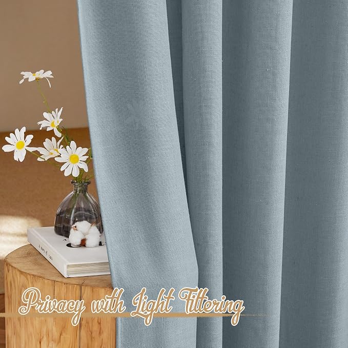 NICETOWN Linen Blend Mist Blue Curtains - Image 5