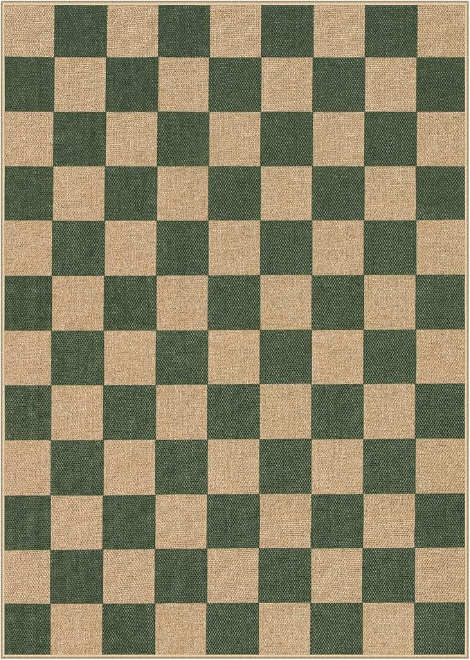 Lahome Checkered Easy Jute Dining Room Rug, 5x7 Indoor Outdoor Rugs - Image 9