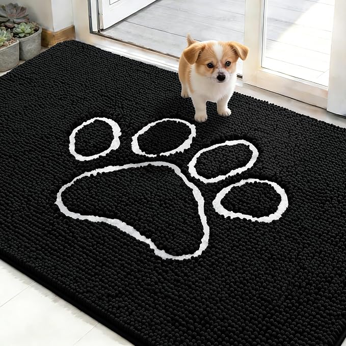 OLANLY Dog Door Mat for Muddy Paws 48x30, Paw Print Design, Absorbs Moisture by OLANLY