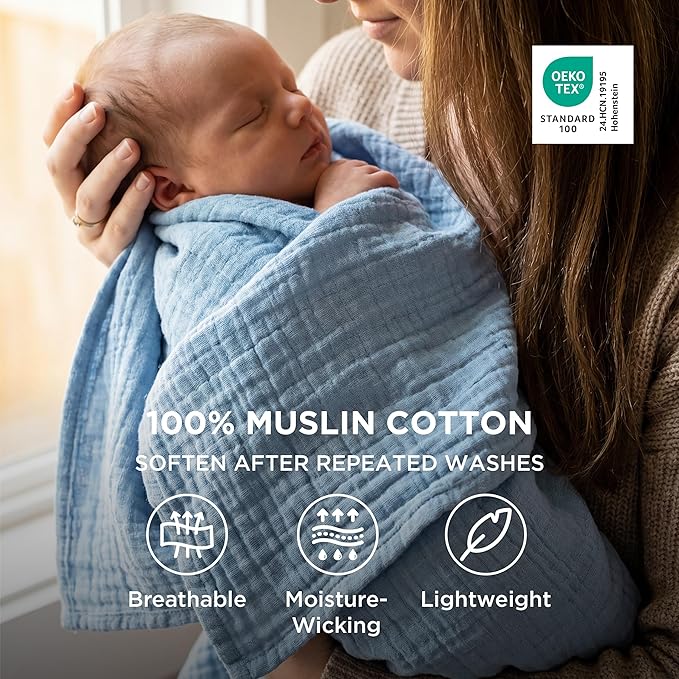 Bedsure 100% Cotton Muslin Blanket King Size - Image 2