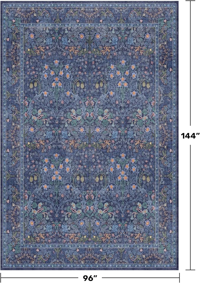 Hazo Haus Boho 8x12 Washable Dark Blue Rug - Image 2