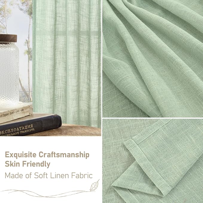 LAMIT Linen Curtains for Living Room 84 inch Length 2 Panels, Light Filtering - Image 7