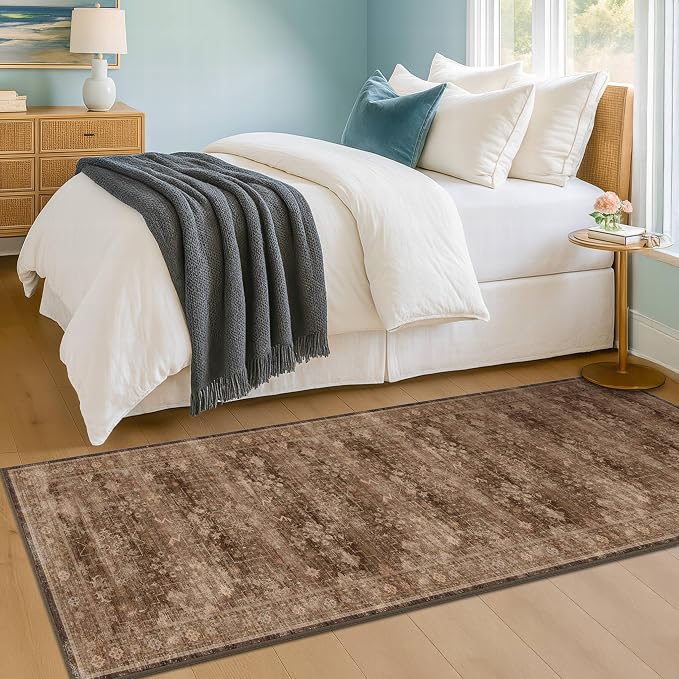 Brown Boho Washable 2x7 Runner Rugs - Image 6