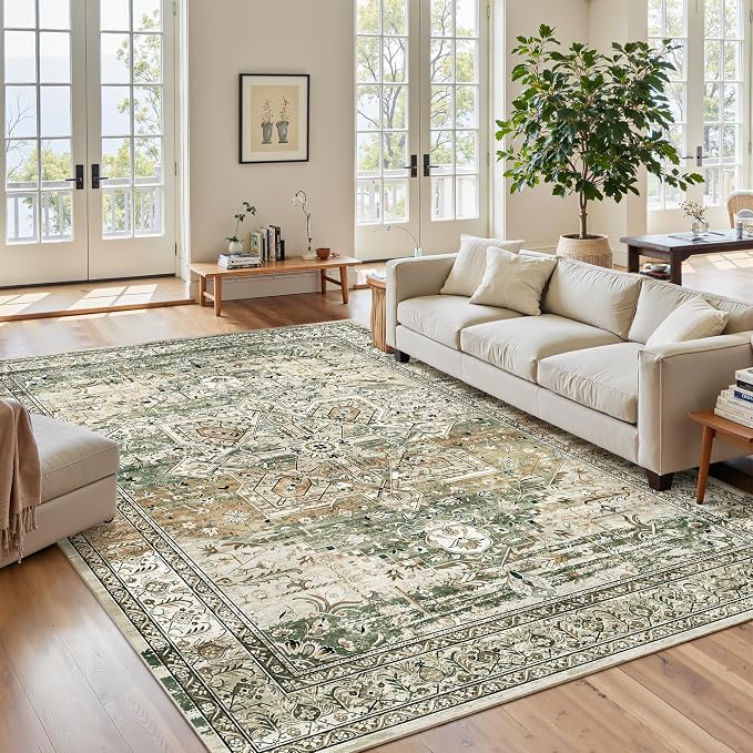 Soalmost 5x7 Area Rugs Low Pile Indoor Washable Trendy Faded Style Rugs - Image 2