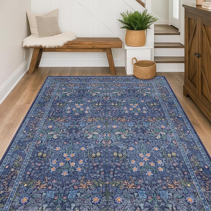Dark Navy Blue Living Room Rug 5x7 Area Rug - Image 6