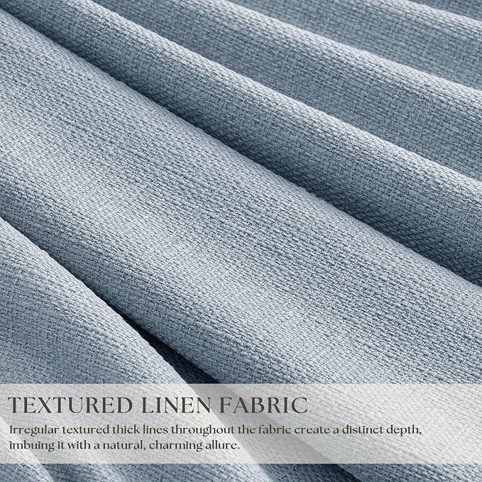 Blue Linen Blackout Pleated 86 Inch Curtains - Image 8