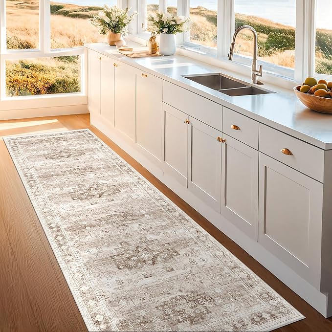 Hazo Haus Beige Washable 2'6"x8' Wide Hallway Runners, Kitchen Runner Rug - Image 6