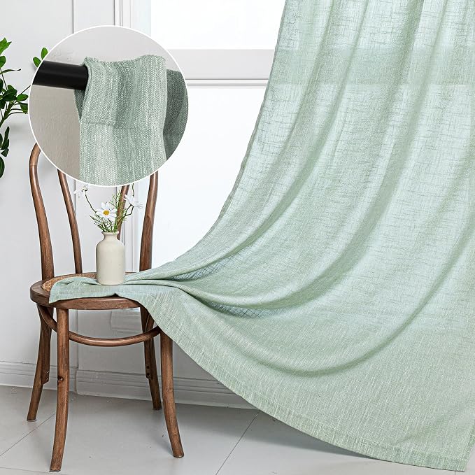 MYSKY HOME Semi Sheer Curtains for Bedroom, Kitchen Curtain Panels Cotton - Image 9