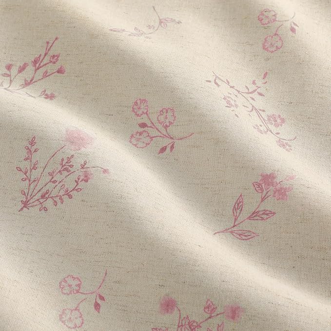 Boho Floral Spring 100% Blackout Curtains 84 Inch Length 2 Panels Set, Linen - Image 4