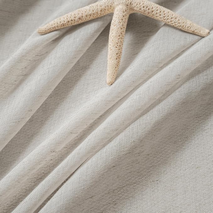 FMFUNCTEX Linen Sheer Curtains for Bedroom, Rod Pocket 2 Panels Set - Image 5