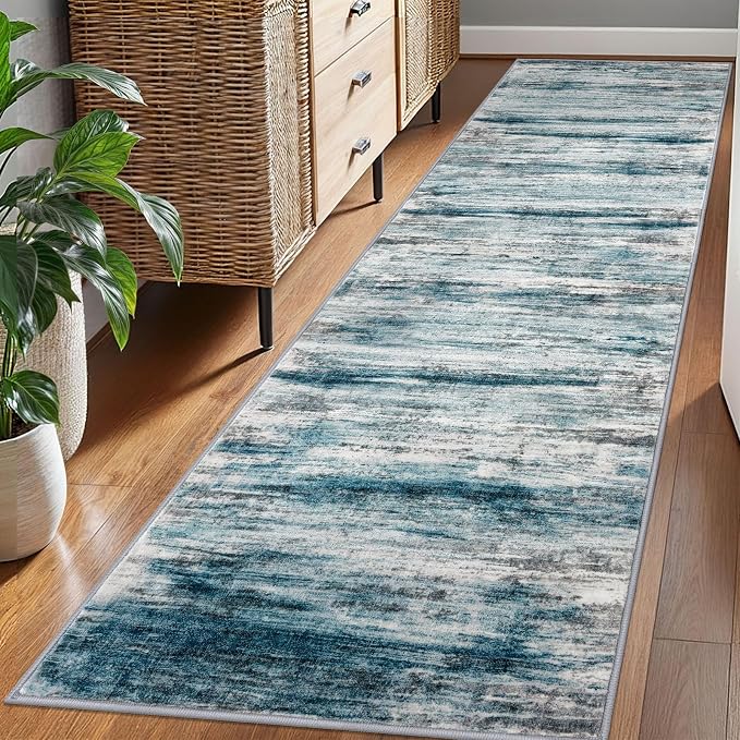 KOZYFLY Modern Abstract Hallway Runner Rug, 2.6x8 Washable Rug Runner Non-Slip - Image 7