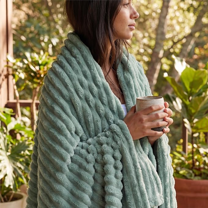 Bedsure GentleSoft Sage Green Throw Blanket - Image 2