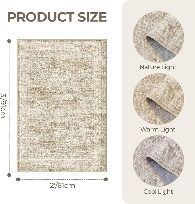 2x3 Washable Rug Runner for Bathroom, Soft Entryway Rug for Laundry Room - Image 2