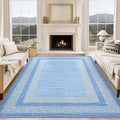GarveeHome 8x10 Large Washable Area Rug Modern Bordered Distressed Geometric by GarveeHome