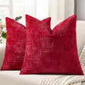 decorUhome Red Chenille Throw Pillow Covers 18x18 Set of 2 Textured Soft Cozy by decorUhome