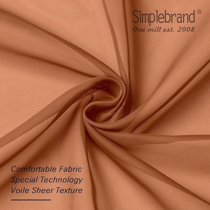 Simplebrand Orange Sheer Curtains 63 Inch Length 2 Panels, Rod Pocket Solid - Image 6