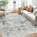 Abstract Rug 5x7 Machine Washable Area Indoor Grey Low Pile Non-Slip Foldable by Soalmost