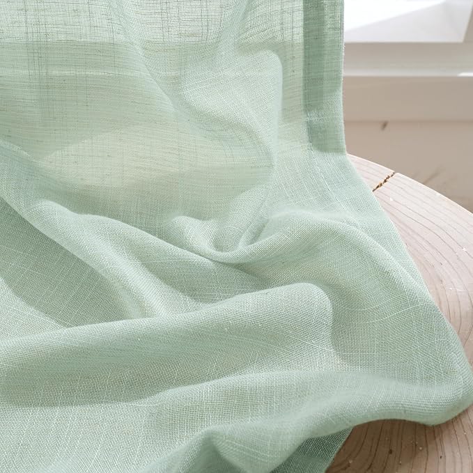 BGment Sage Green Linen Curtains 40 Inch Length - Image 7