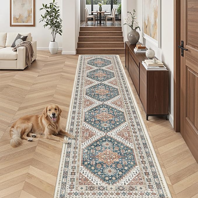Madane Hallway Runner Rug 2'6''x14' Kitchen Runner, Non Slip Vintage Runners by Madane
