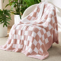 Bedsure GentleSoft Pink Checkered Throw Blanket by BEDSURE