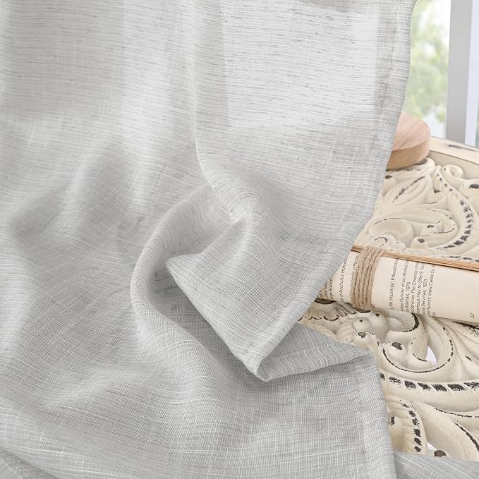 BGment Light Grey Linen Semi Sheer Curtains - Image 7