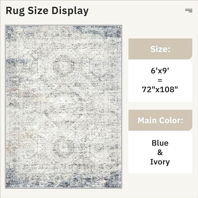 6x9 Area Rug for Living Room Washable 6x9 Non-Slip Modern Rugs for Bedroom - Image 5